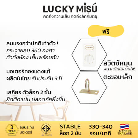 พัดลมติดเพดาน ขนาด 56 นิ้ว ลัคกี้มิตซู รุ่น LM56 สีดำ (รุ่นลมแรง)_2